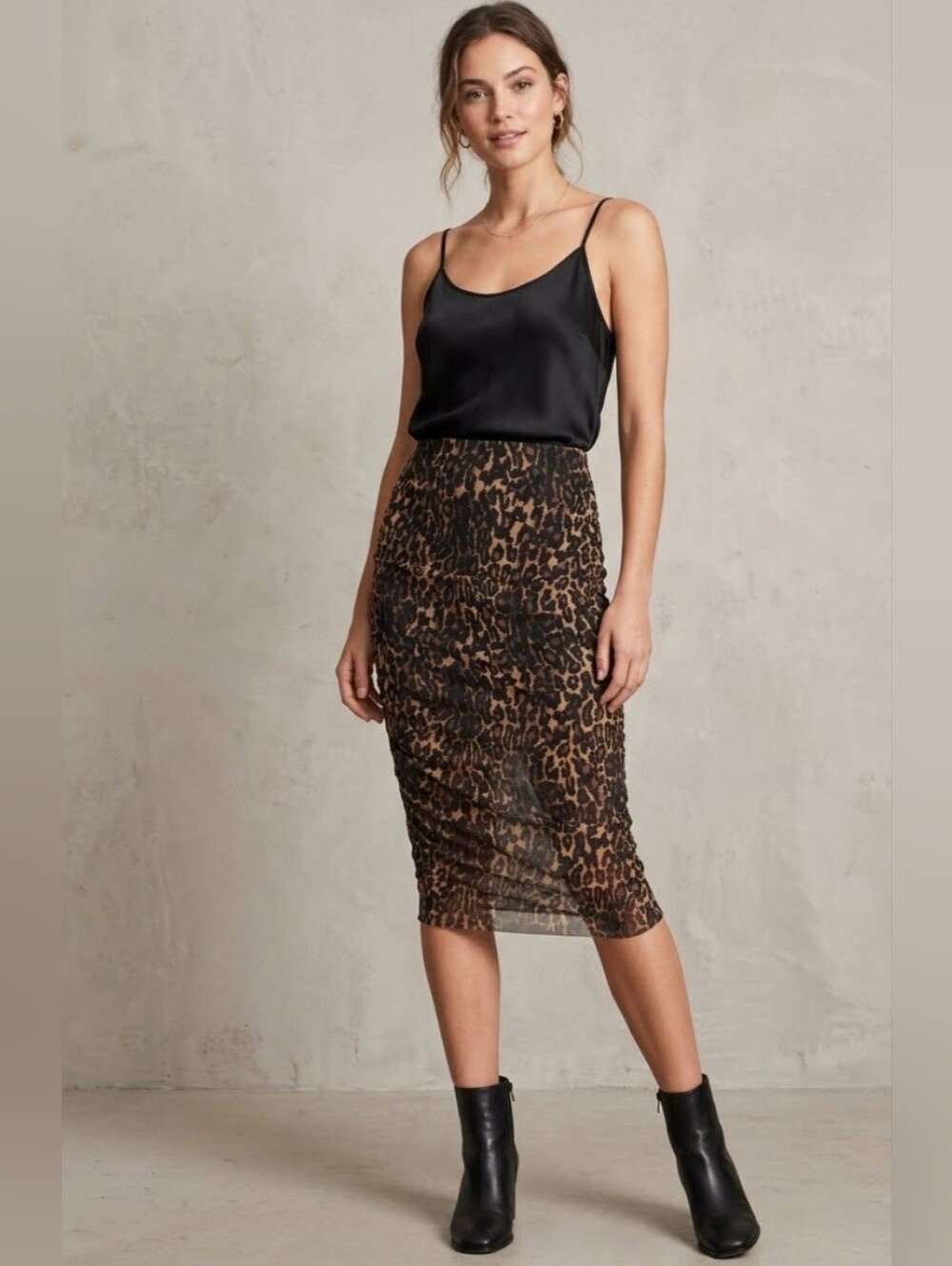 AllSaints Nora Leopard Print Mesh Midi Skirt NWT Size US 0 / UK 4 Women's.